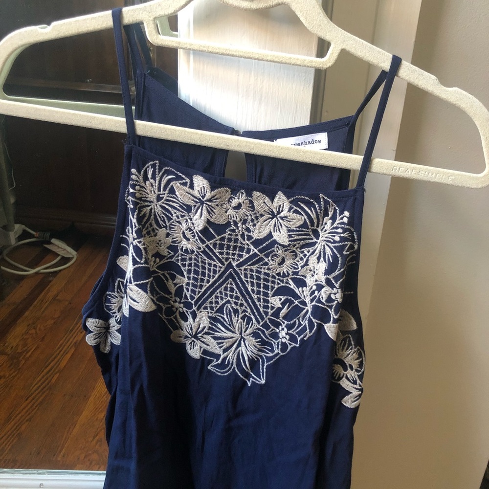Navy and White floral cami top